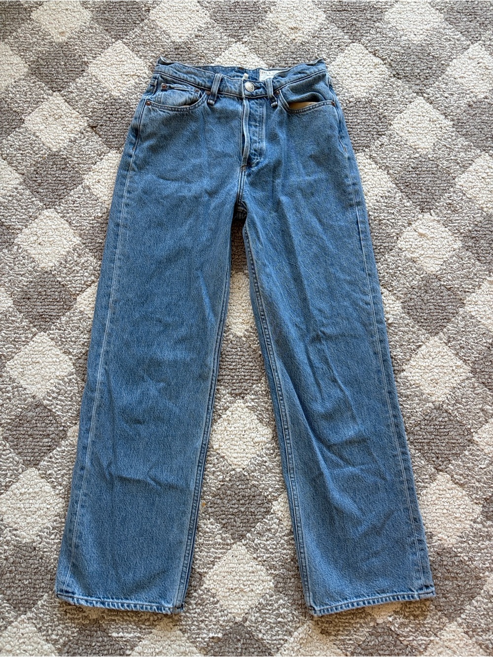 RAG AND BONE RUTH SUPER HIGH RISE STRAIGHT BLUE DENIM JEANS WOMENS 25